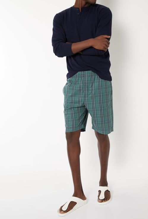 Men Checked Loungewear Shorts