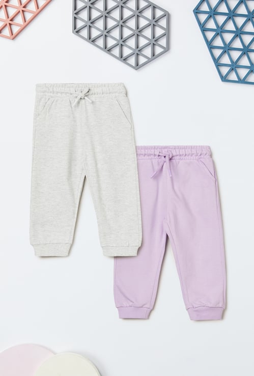 Girls Solid Joggers - Pack of 2