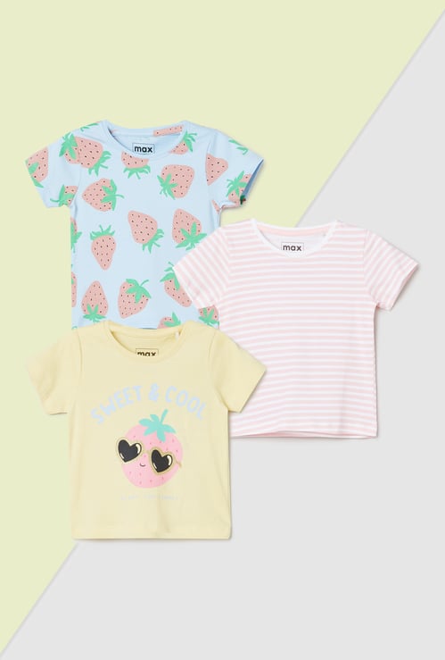 Girls Printed T-shirt - Pack of 3