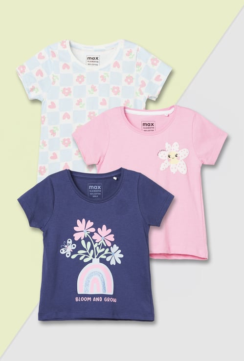 Girls Printed T-shirt - Pack of 3