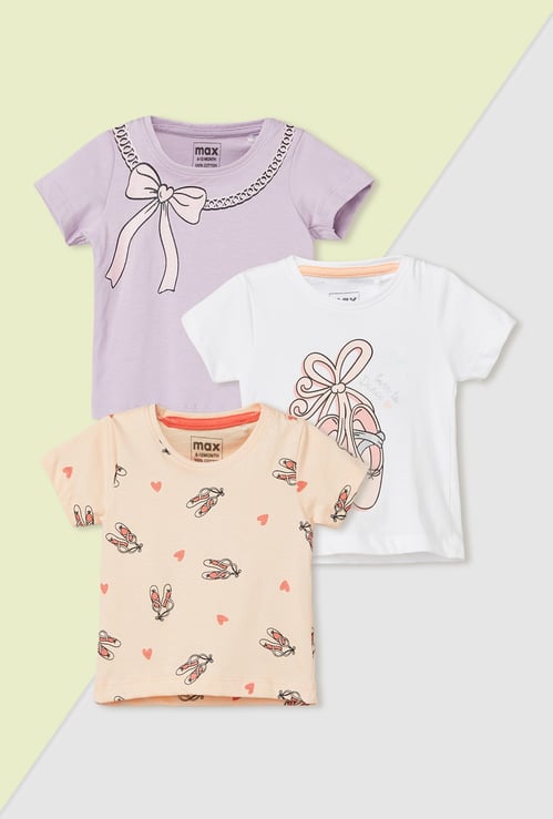Girls Printed T-shirt - Pack of 3