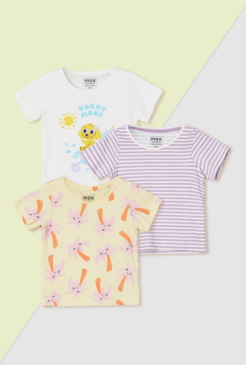 Girls Assorted T-shirt - Pack of 3