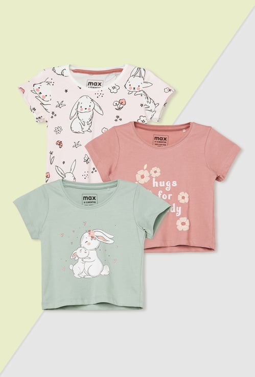 Girls Printed T-shirts - Pack of 3