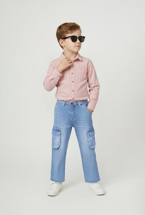 Boys Washed Loose Fit Cargo Jeans