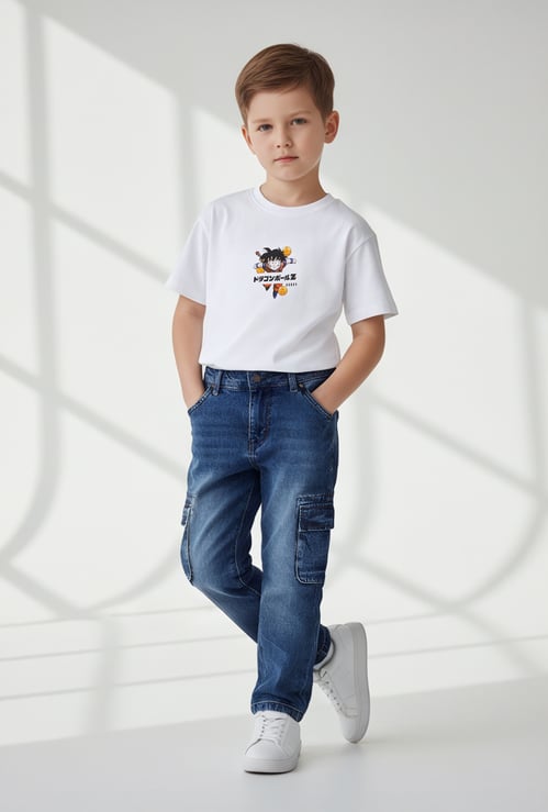 Boys Washed Cargo Jeans