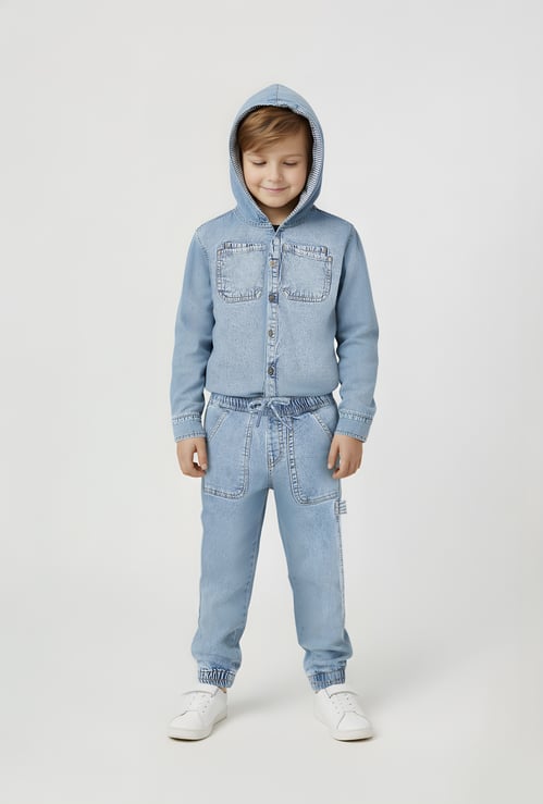 Boys Washed Relaxed Fit Denim Joggers