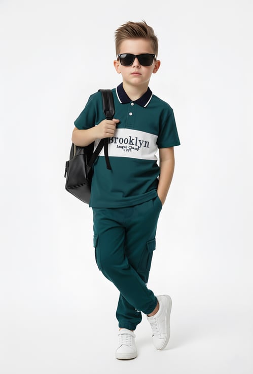 Boys Colourblock Oversized Polo T-shirt