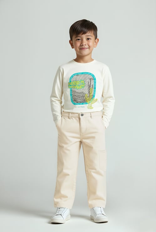 Boys Textured Balloon Fit Trousers