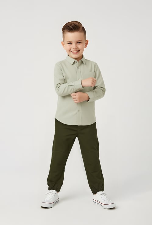 Boys Textured Oversized Shirt