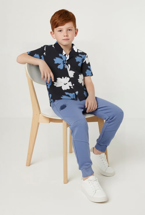 Boys Floral Print Oversized Shirt