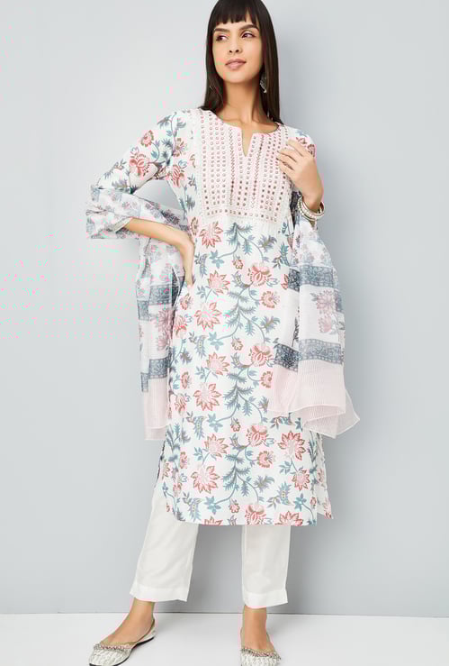 Women Floral Print Straight Kurta Set