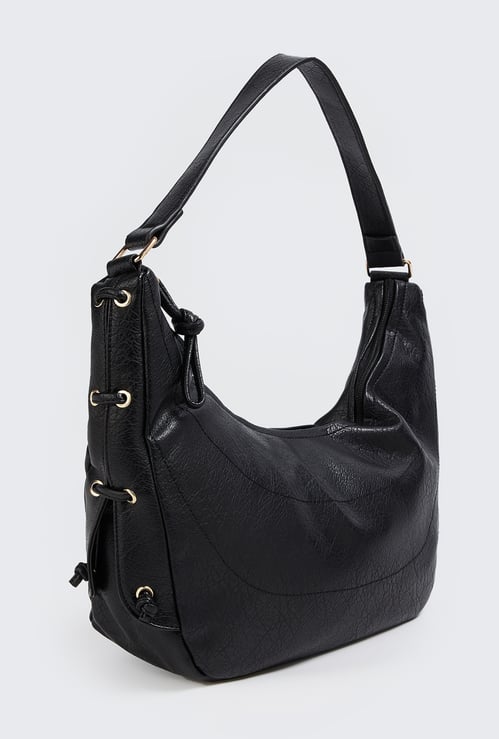 Women Textured Shoulder Bag with Side Ties
