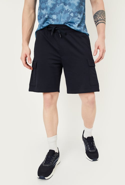 Men Solid Sports Cargo Shorts