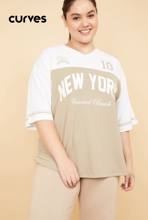 Women Printed Oversized Sports T-shirt