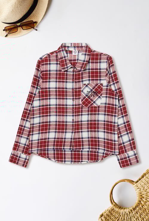 Girls Checked Regular Fit Shirt
