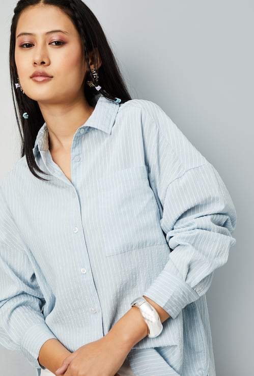 Women Striped Oversized Shirt