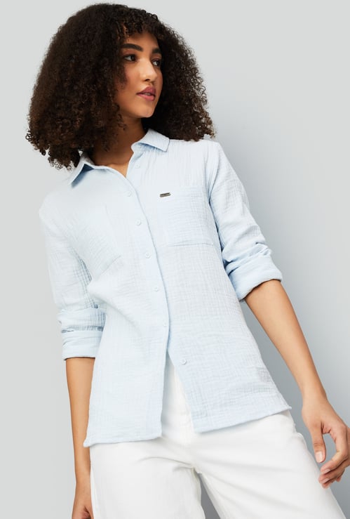 Women Textured Regular Fit Shirt