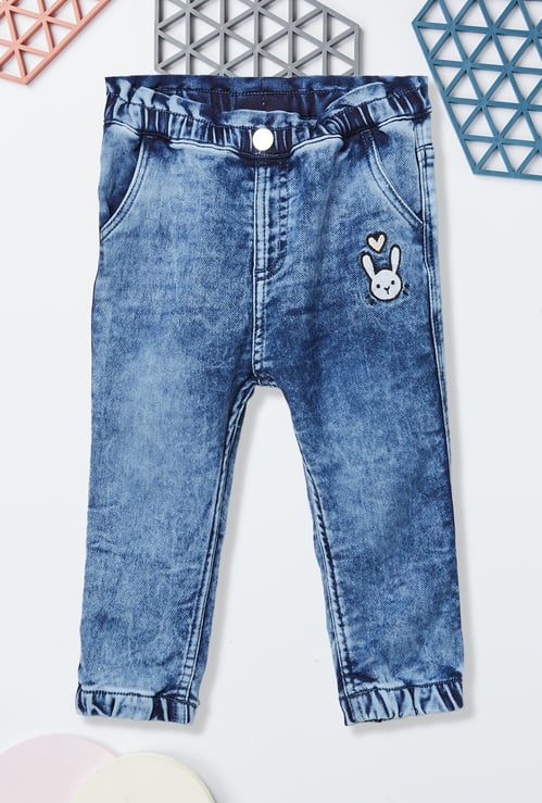 Girls Washed Denim Joggers