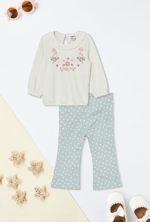 Girls Embroidered Leggings Set