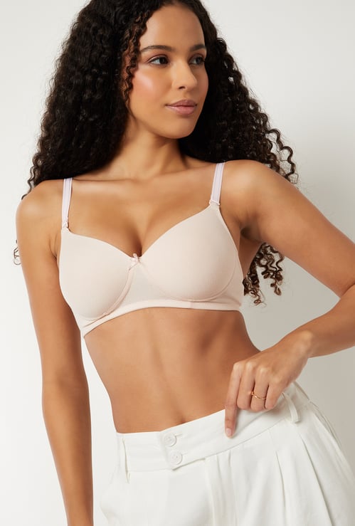 Women Solid Padded Non-Wired T-shirt Bra