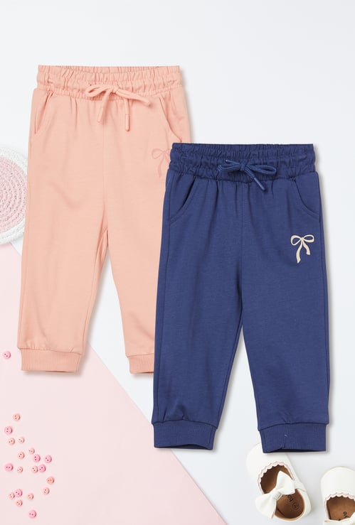 Girls Solid Joggers - Pack of 2