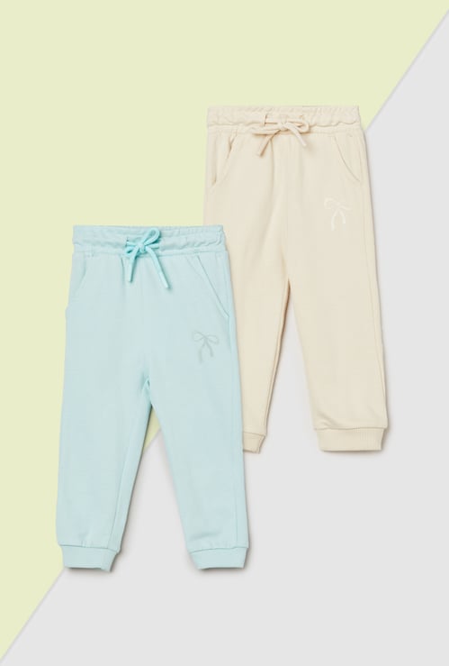 Girls Solid Joggers - Pack of 2