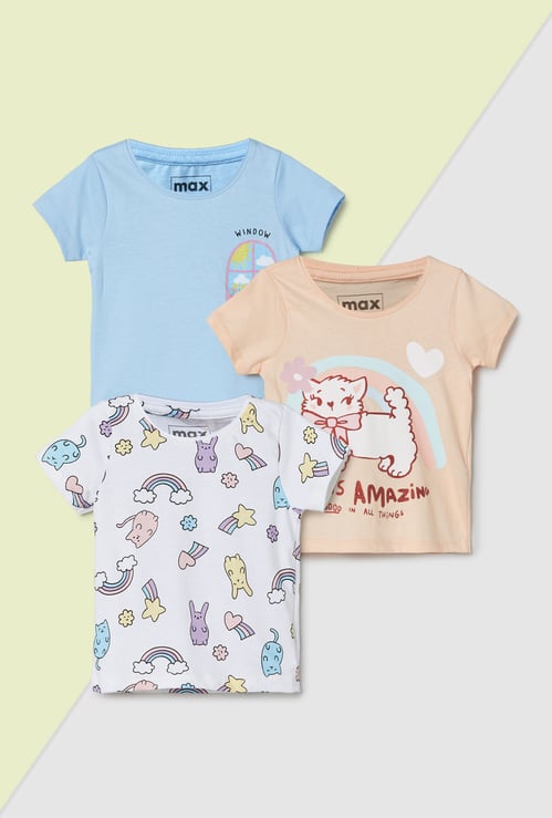 Girls Printed T-shirt - Pack of 3