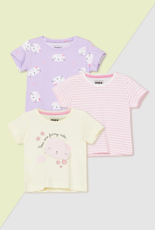 Girls Printed T-shirts - Pack of 3