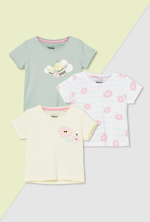 Girls Printed T-shirts - Pack of 3