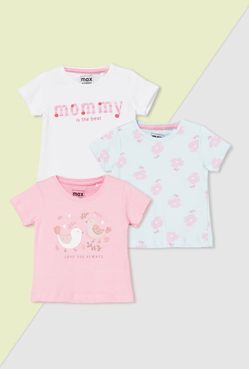 Girls Printed T-shirt - Pack of 3