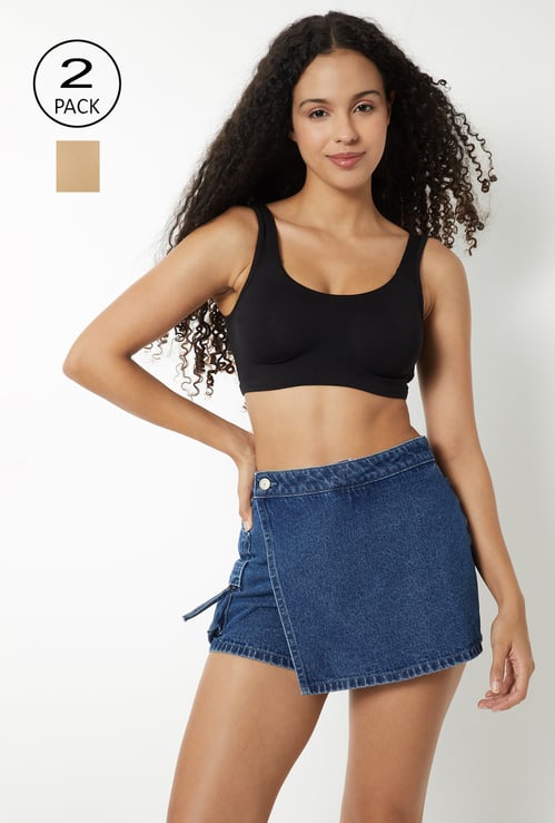 Women Solid Non-Padded Sports Bra - Pack of 2
