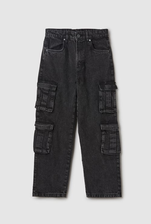 Boys Washed Cargo Jeans