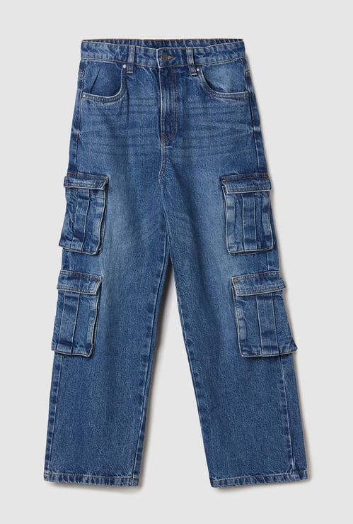 Boys Washed Cargo Jeans