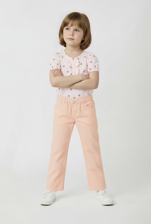 Girls Solid Mom Fit Trousers