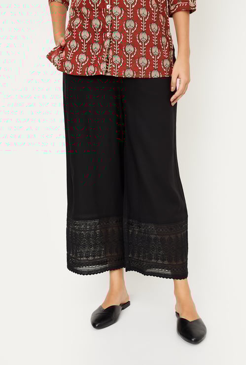 Women Embroidered Hem Palazzos