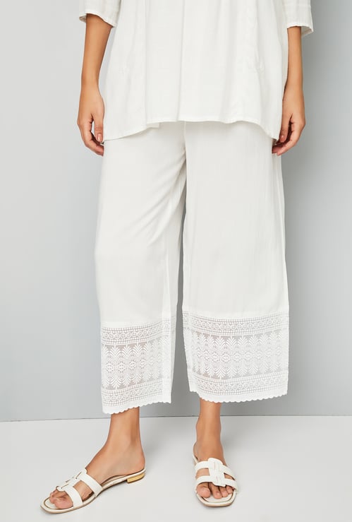 Women Embroidered Hem Palazzos