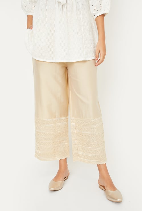 Women Embroidered Hem Palazzos
