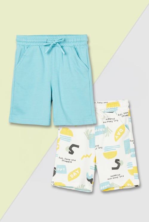 Boys Printed Mid-rise Shorts - Pack of 2