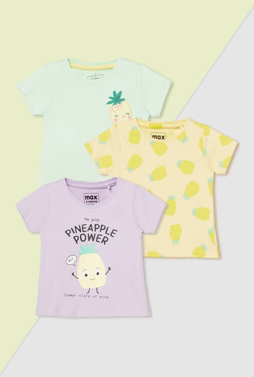 Girls Printed T-shirt - Pack of 3