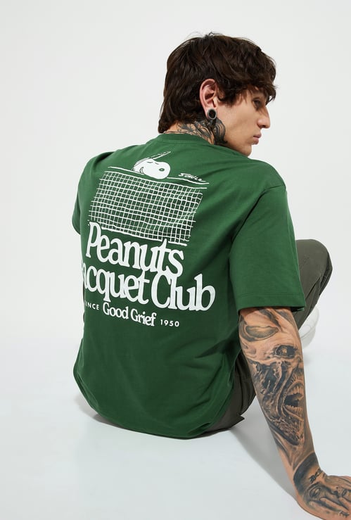 URB_N Men Peanuts Print Oversized T-shirt