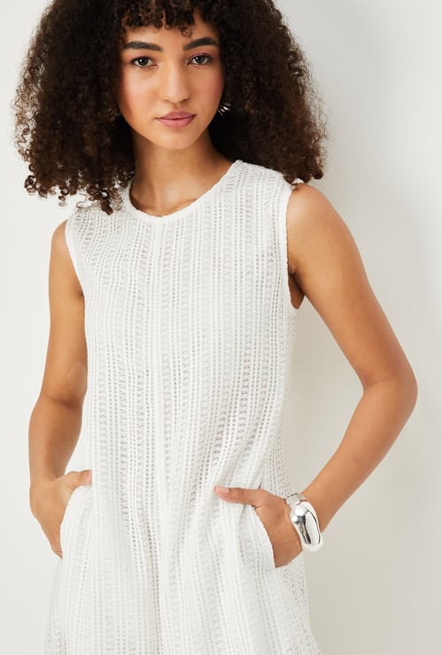 Women Lace Embroidered A-line Midi Dress