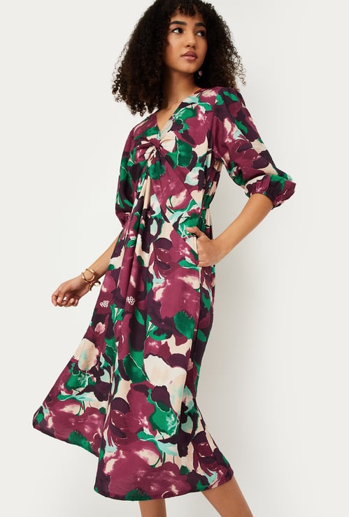 Women Printed A-line Midi Dress