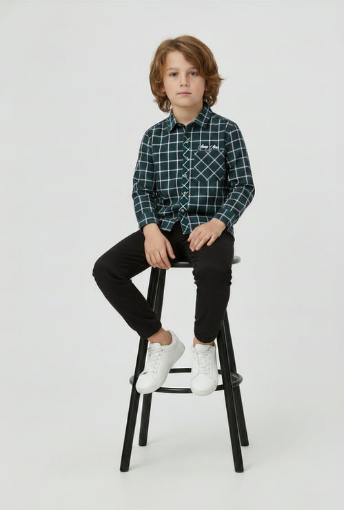 Boys Checked Oversized Shirt