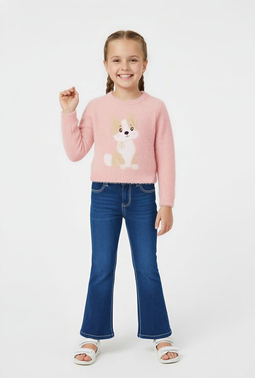 Girls Fuzzy Knit Sweater