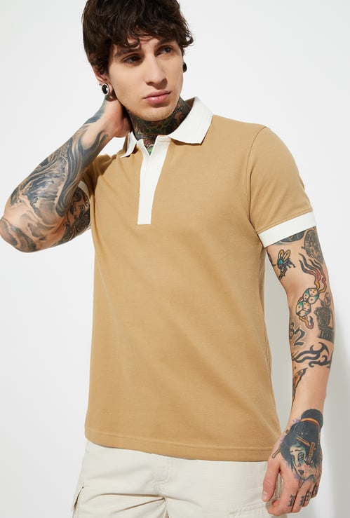 URB_N Men Colourblocked Polo T-shirt