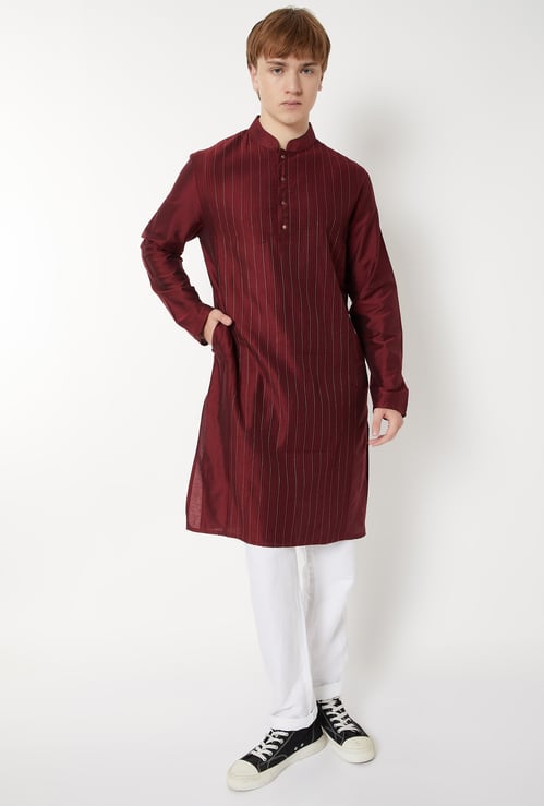 Men Striped Straight Long Kurta