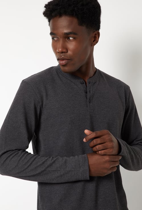 Men Textured Henley T-shirt