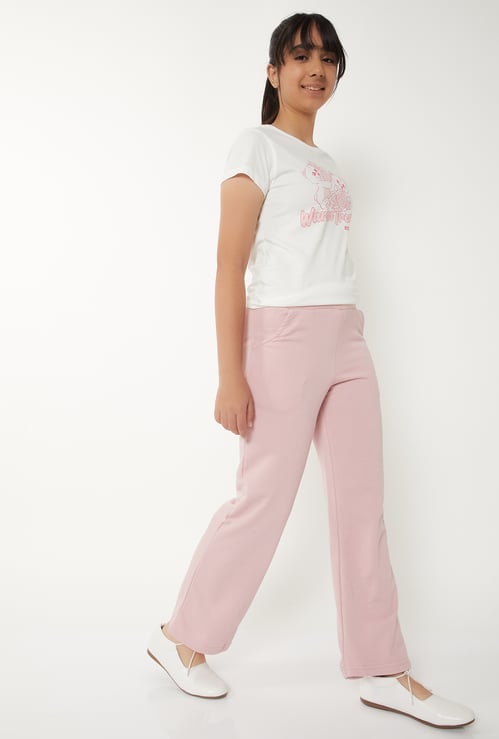 Girls Solid Wide Leg Trousers