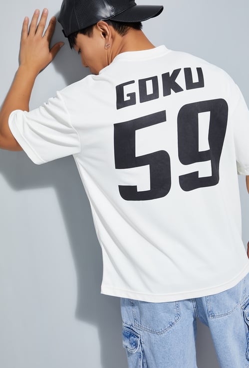 URB_N Men Goku Print Oversized T-shirt