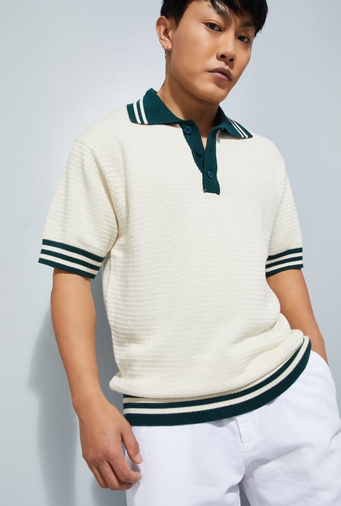 URB_N Men Knit Relaxed Fit Polo T-shirt